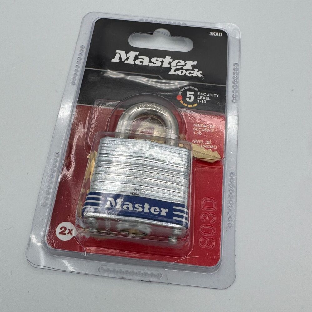 Master Lock 3KAD 803D Laminated Steel Padlock with 2 Keys Security Level 5 NEW